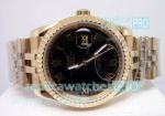 Replica Rolex Oyster Perpetual Datejust Gold Watch Black Roman Face